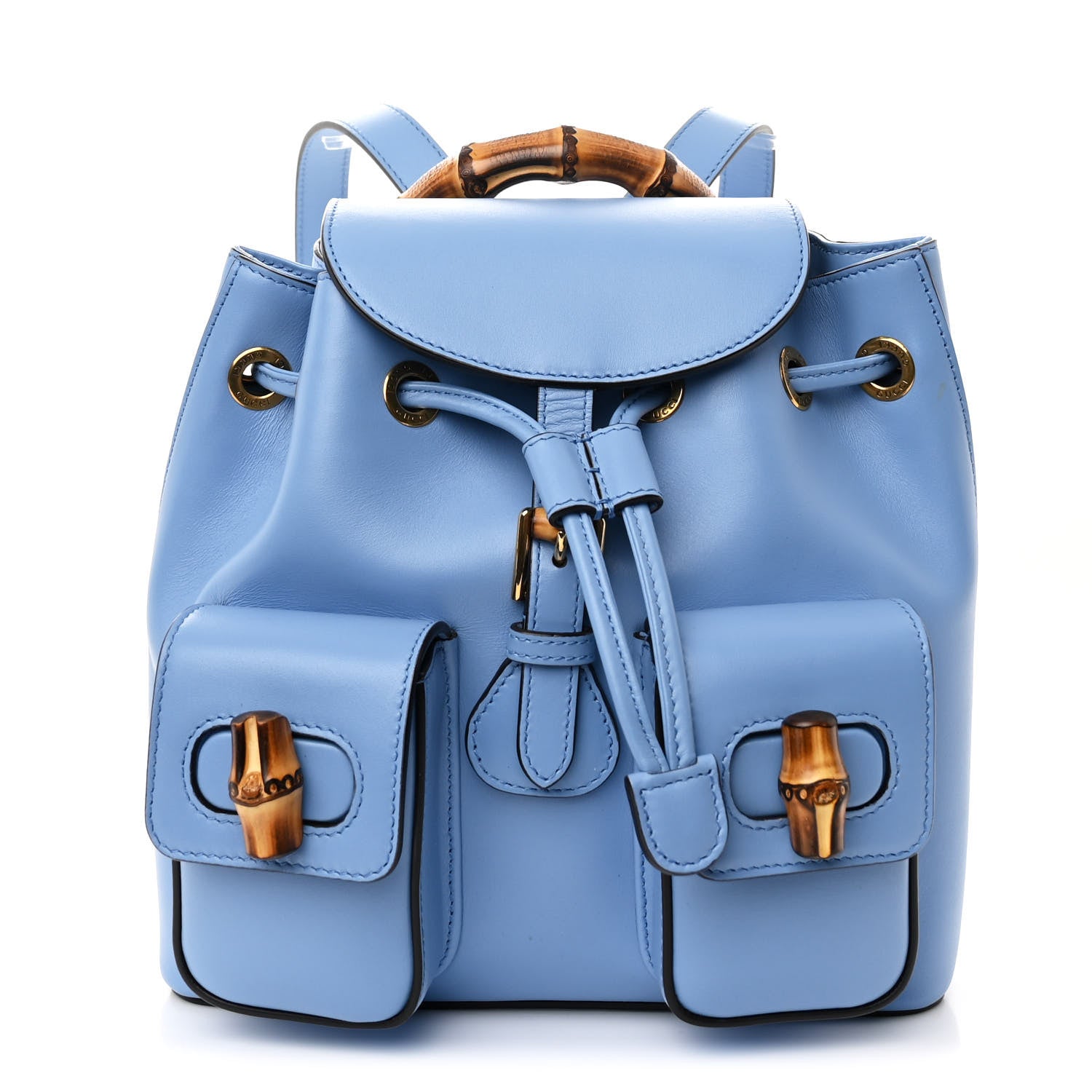 Gucci Calfskin Bamboo Backpack Mineral Blue 1 of 11