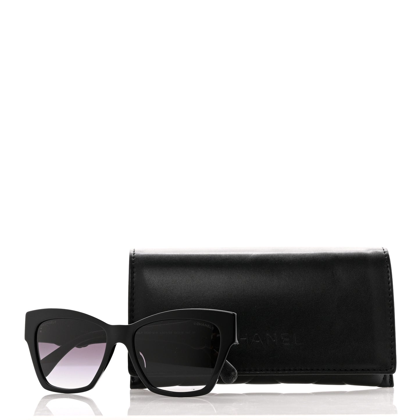 Acetate Square Cat Eye CC Sunglasses 5456-Q-A Black