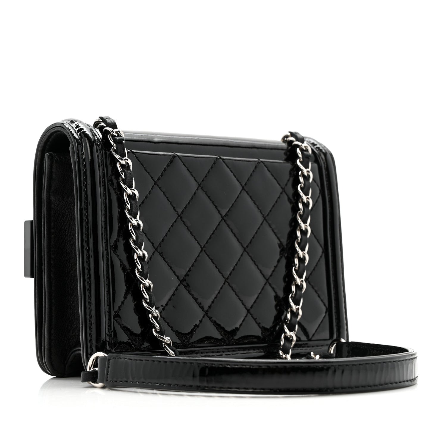 Plexiglass Patent Mini Striped Boy Brick Flap Black White