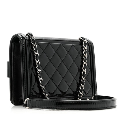 Chanel Plexiglass Patent Mini Striped Boy Brick Flap Black White 3 of 13