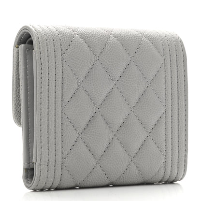 Chanel Caviar Quilted Compact Boy Flap Wallet Grey 3 of 7