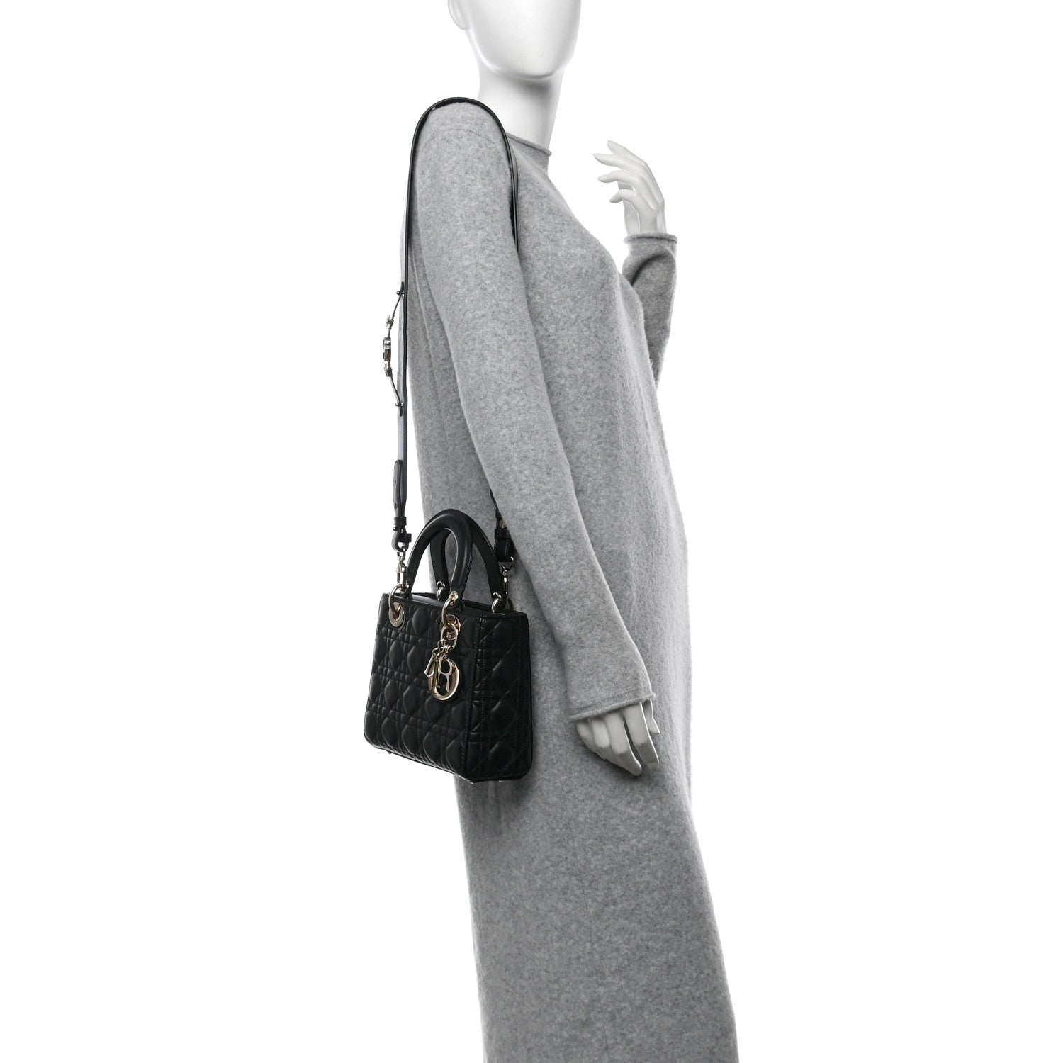 Christian Dior Lambskin Cannage Small My ABCDior Lady Dior Black 2 of 10