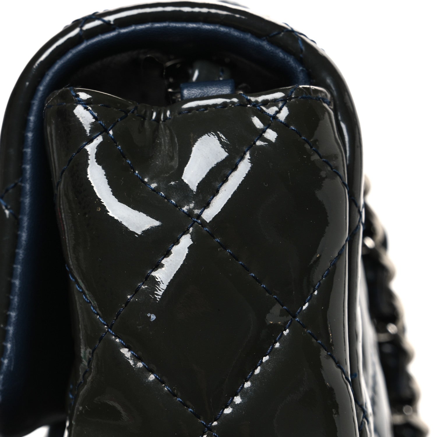 Chanel Patent Calfskin Quilted Mini Rectangular Flap Navy Blue 11 of 11