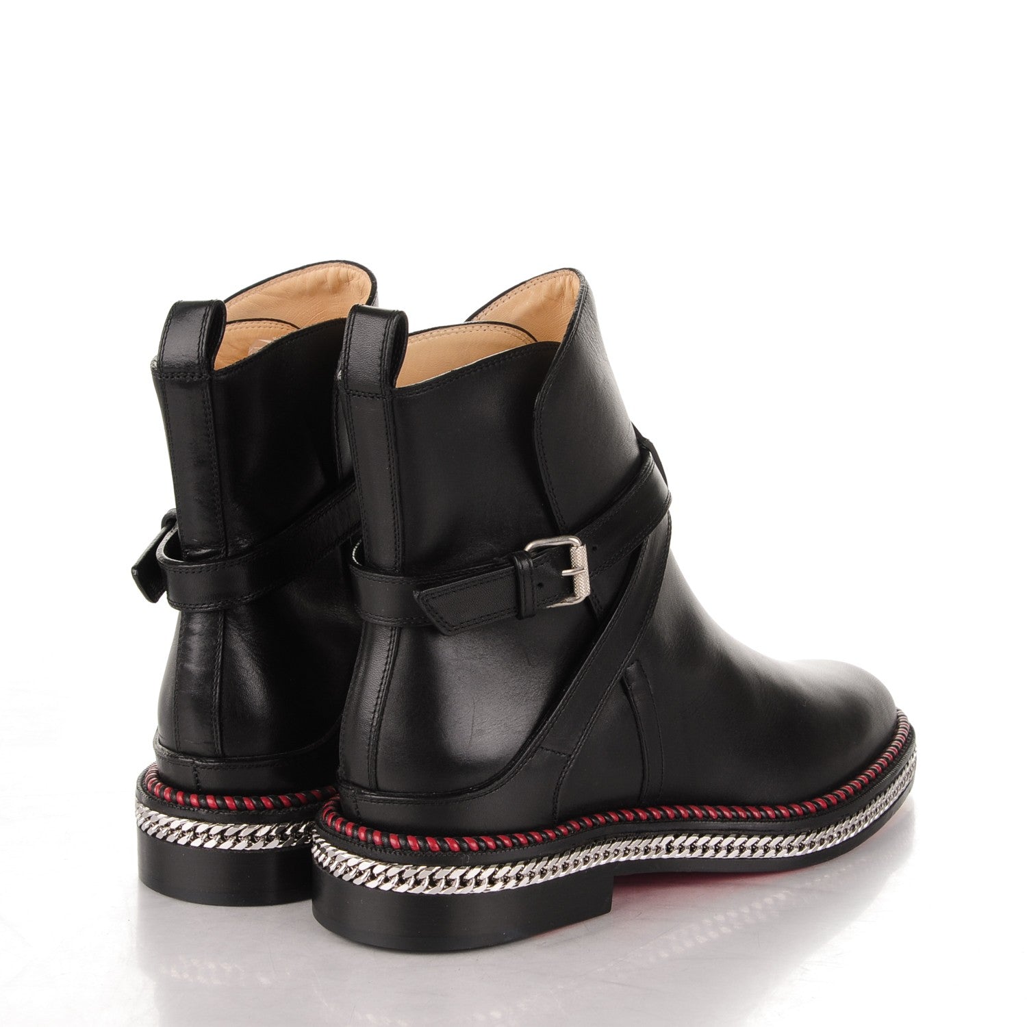 Christian Louboutin Calfskin Chain Flat Chelsea Boots 36 Black 4 of 6