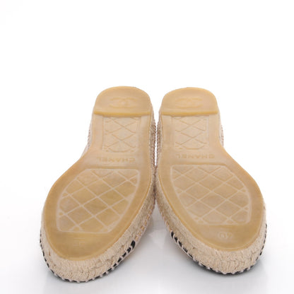 Chanel Lambskin CC Espadrilles 40 Beige Black 5 of 9