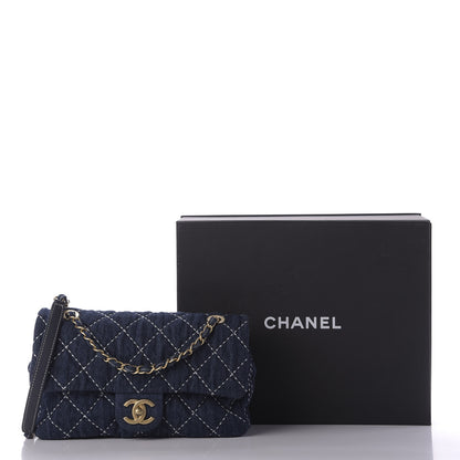 Chanel Denim Quilted Medium Denim Trip Single Flap Blue 10 of 10