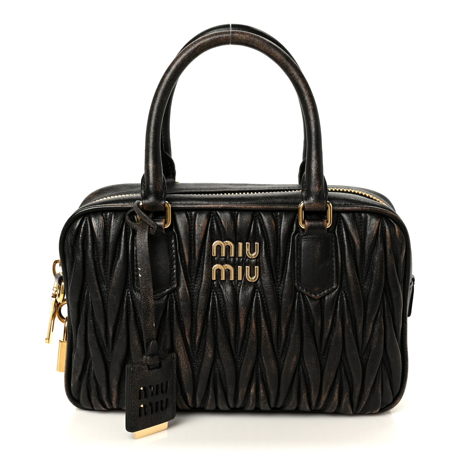 Miu Miu Nappa Matelasse Arcadie Top Handle Bag Sabbia Caffe 1 of 13