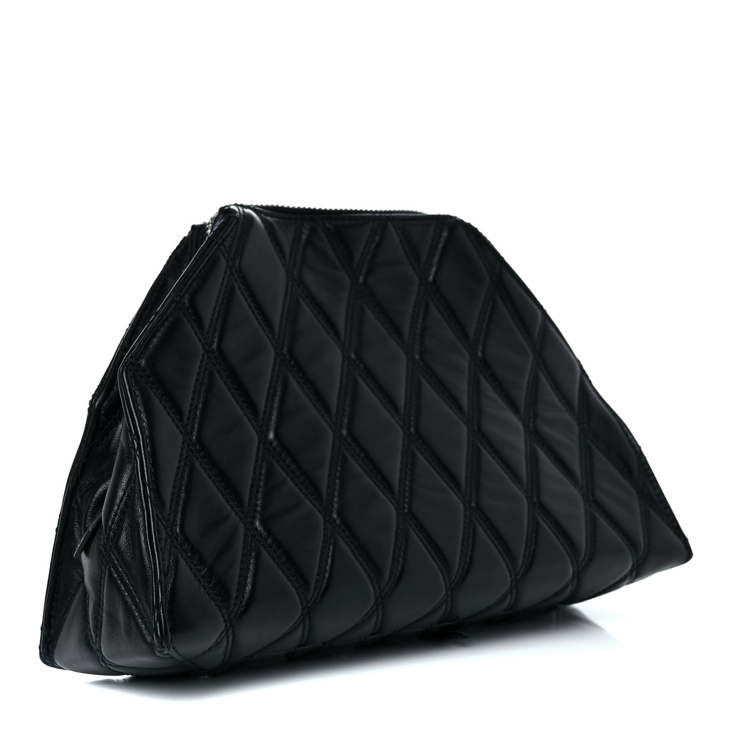 Nappa Calfskin Quilted Puffy Clutch Black
