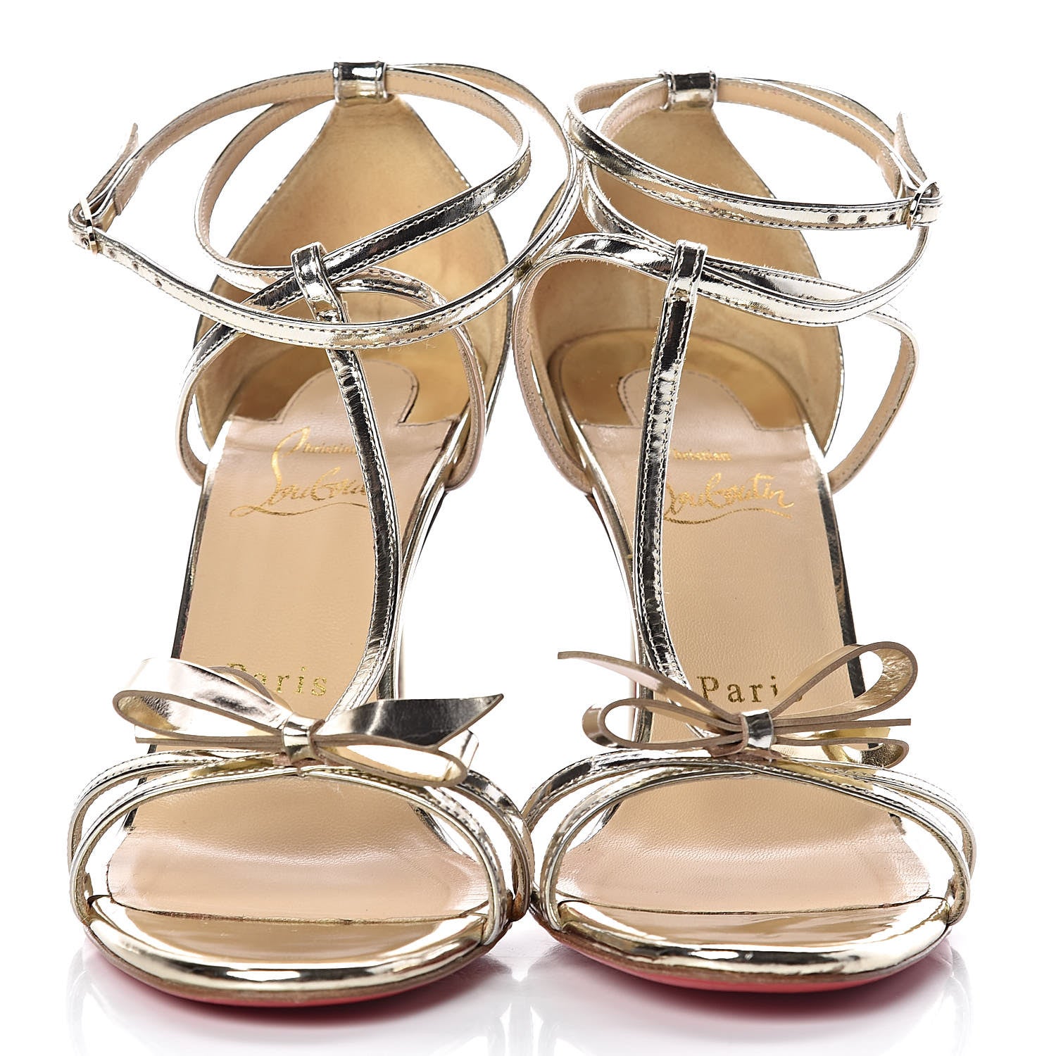 Christian Louboutin Specchio Blakissima 85 T-Strap Sandals 37.5 Platine 2 of 11