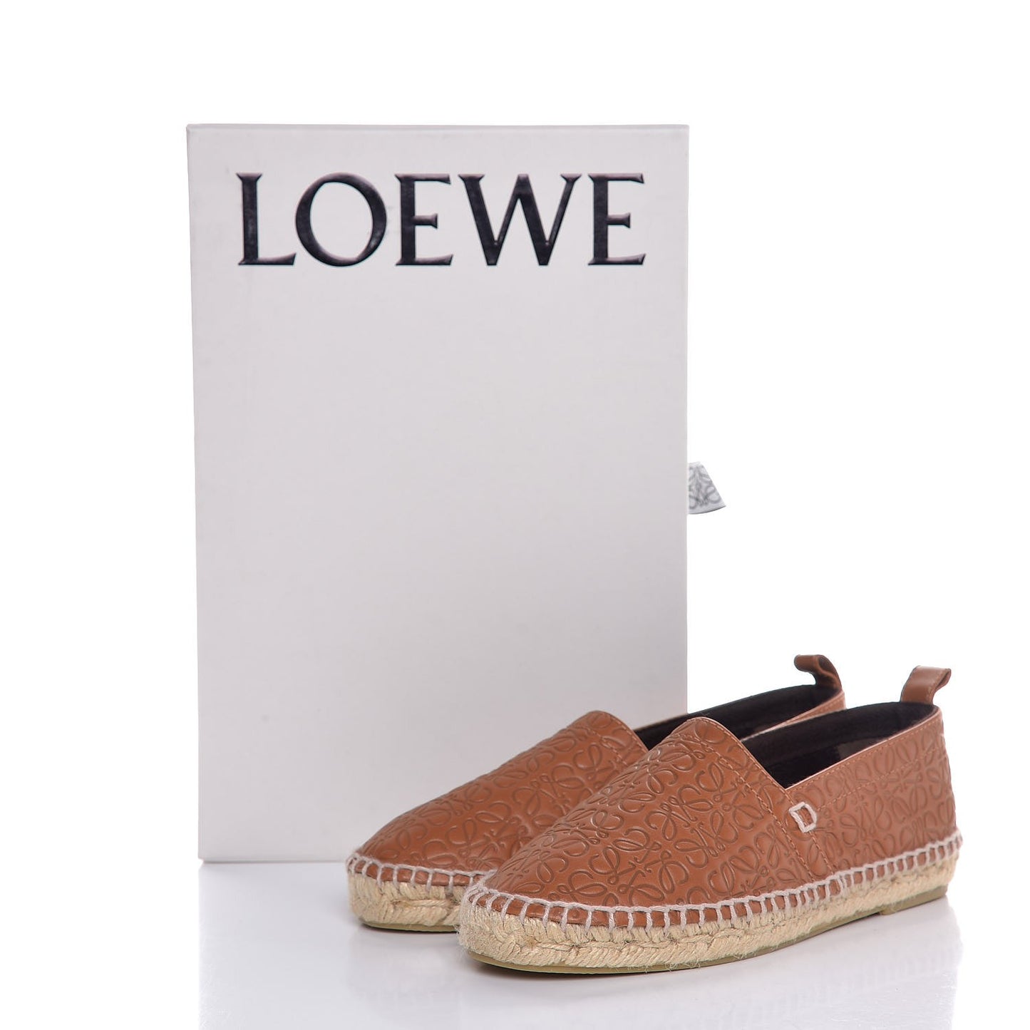 Calfskin Embossed Repeat Espadrilles 36 Tan