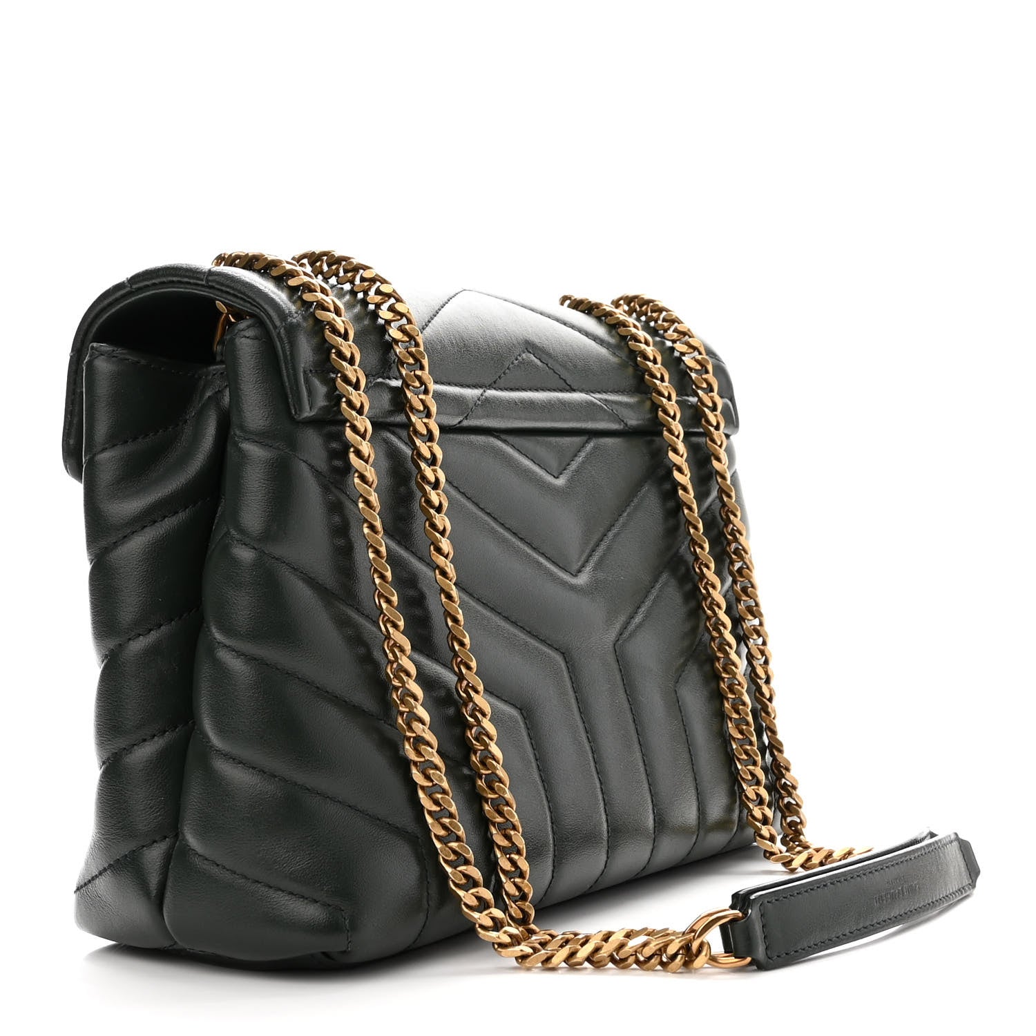 Saint Laurent Calfskin Y Quilted Monogram Small Loulou Chain Satchel Olive 3 of 10