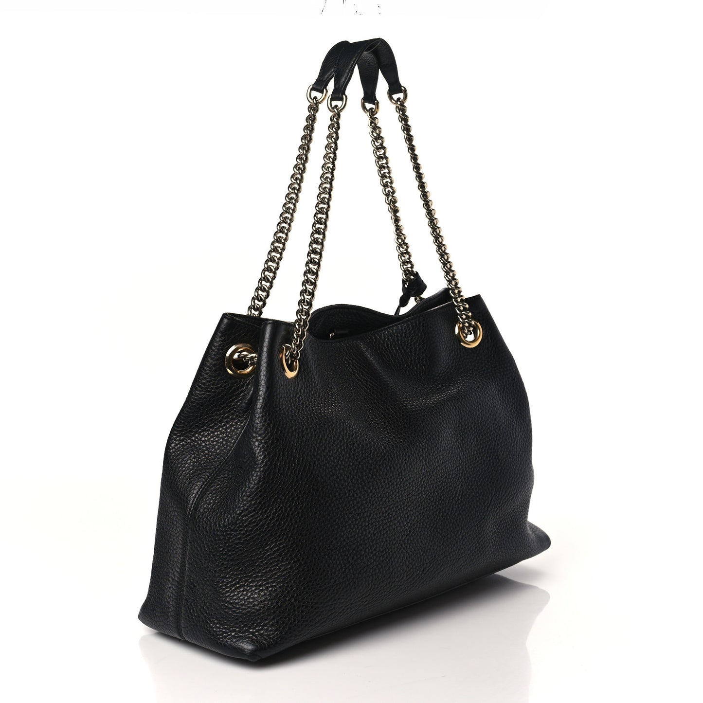 Pebbled Calfskin Medium Soho Chain Shoulder Bag Black