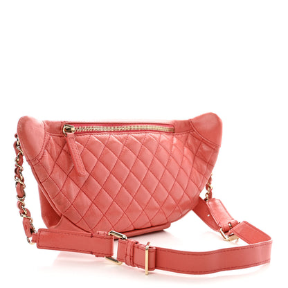 Chanel Crumpled Glazed Lambskin Quilted Waist Bag Fanny Pack Pink 3 of 11