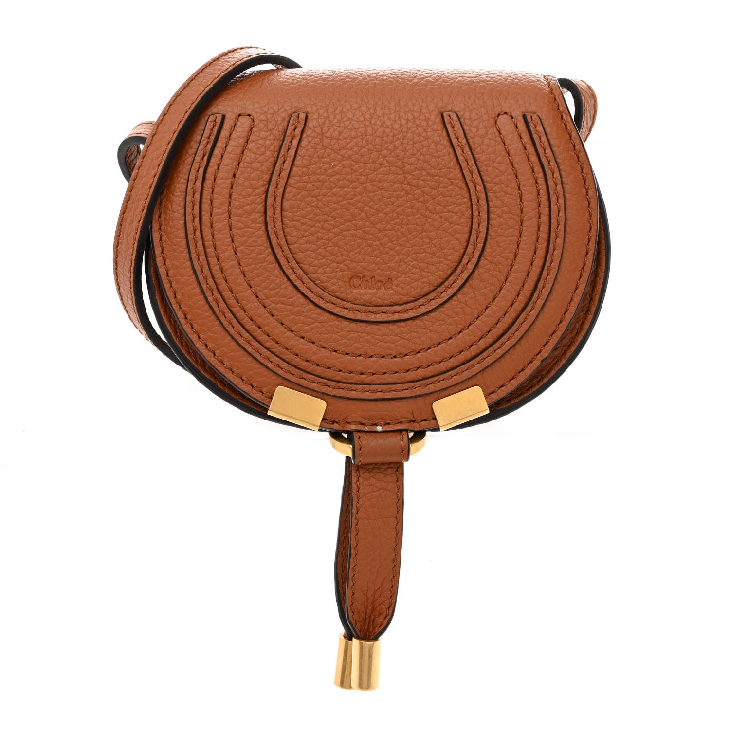 Chloe Calfskin Nano Marcie Saddle Bag Tan 1 of 11