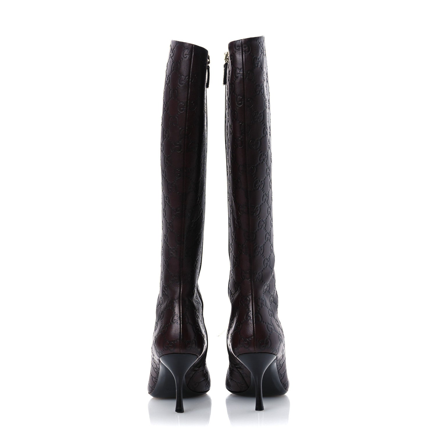 Gucci Guccissima Calfskin Knee High Boots 38 Burgundy 6 of 13