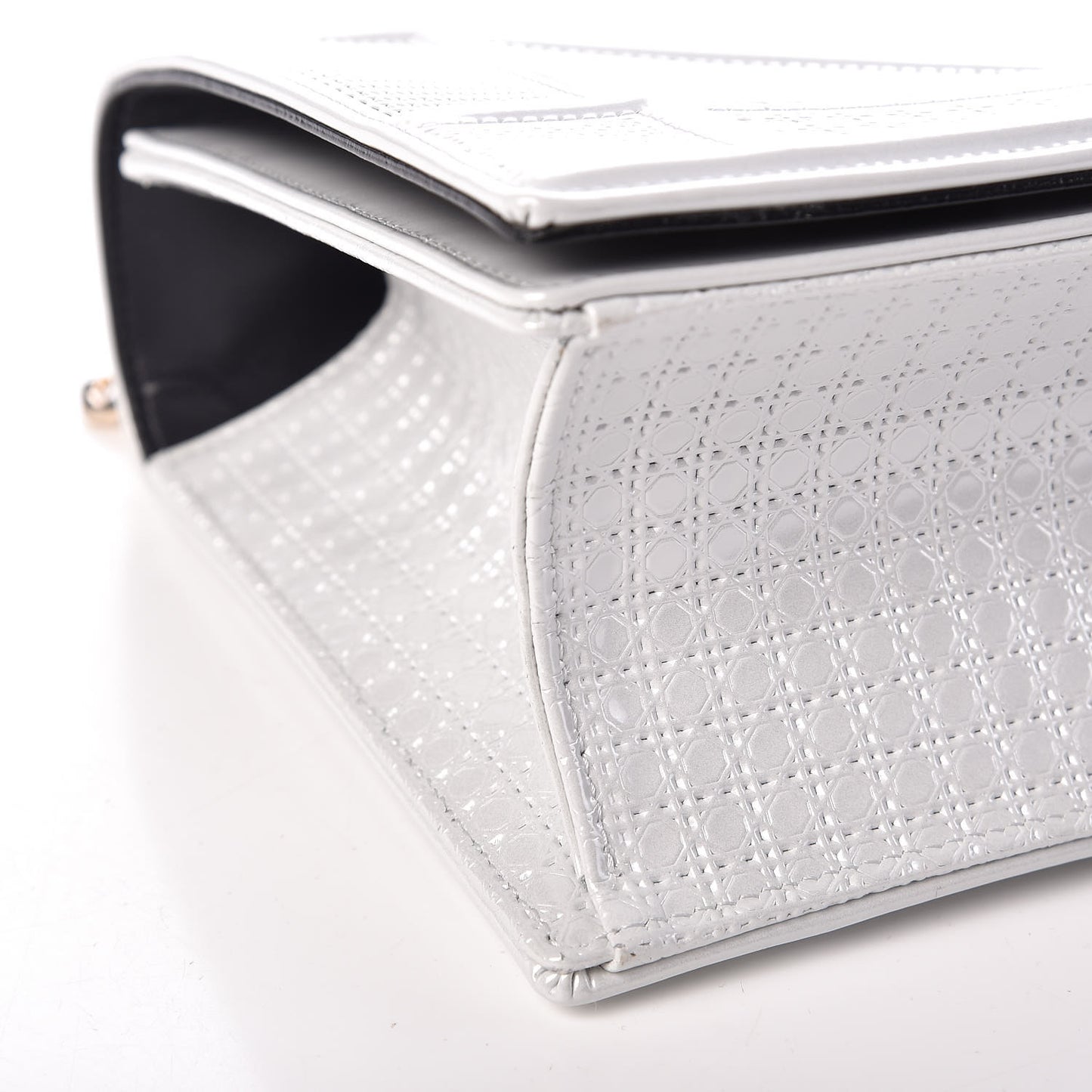 Patent Micro-Cannage Medium Diorama Flap Bag White