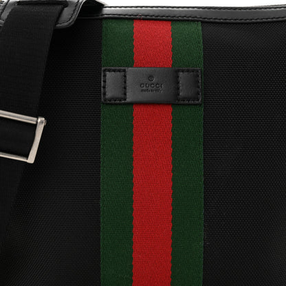 Gucci Techno Canvas Selleria Calfskin Web Small Flat Messenger Bag Black 8 of 10