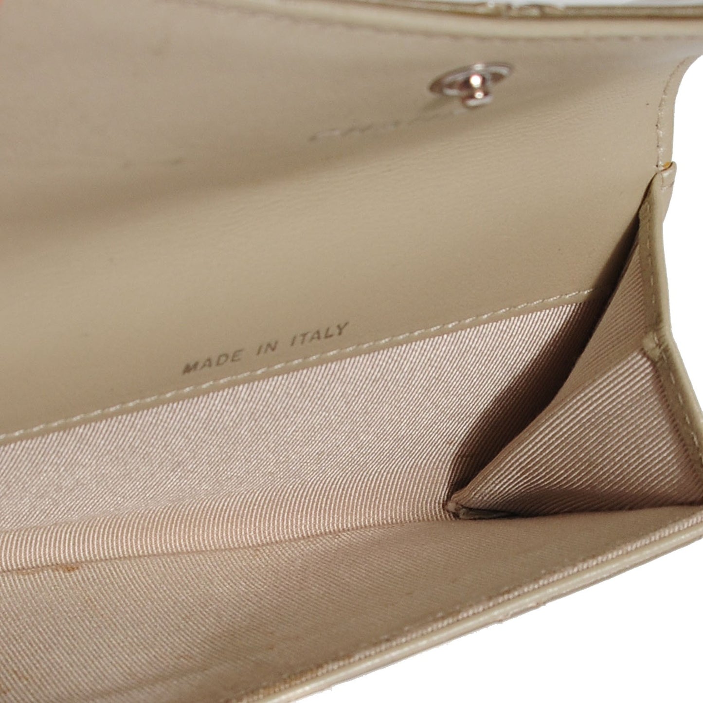 Patent Quilted Card Holder Light Gold