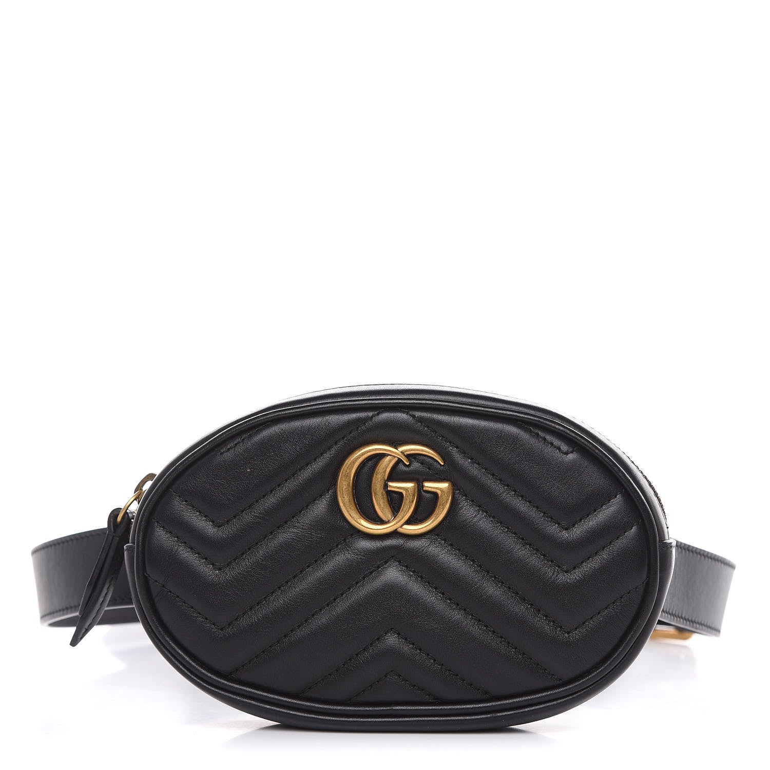 Gucci Calfskin Matelasse GG Marmont Belt Bag 95 38 Black 1 of 10