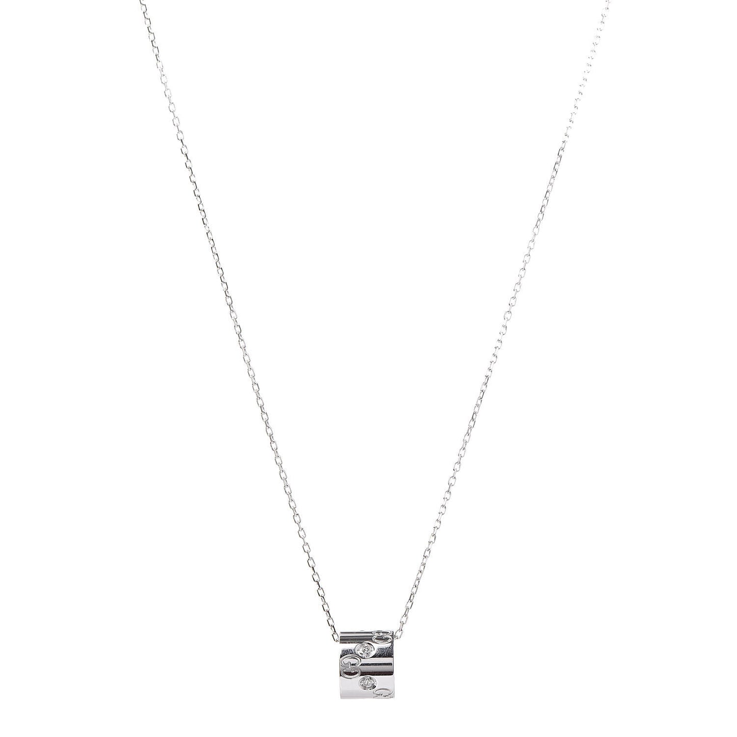 18K White Gold Diamond Icon Twirl Pendant Necklace