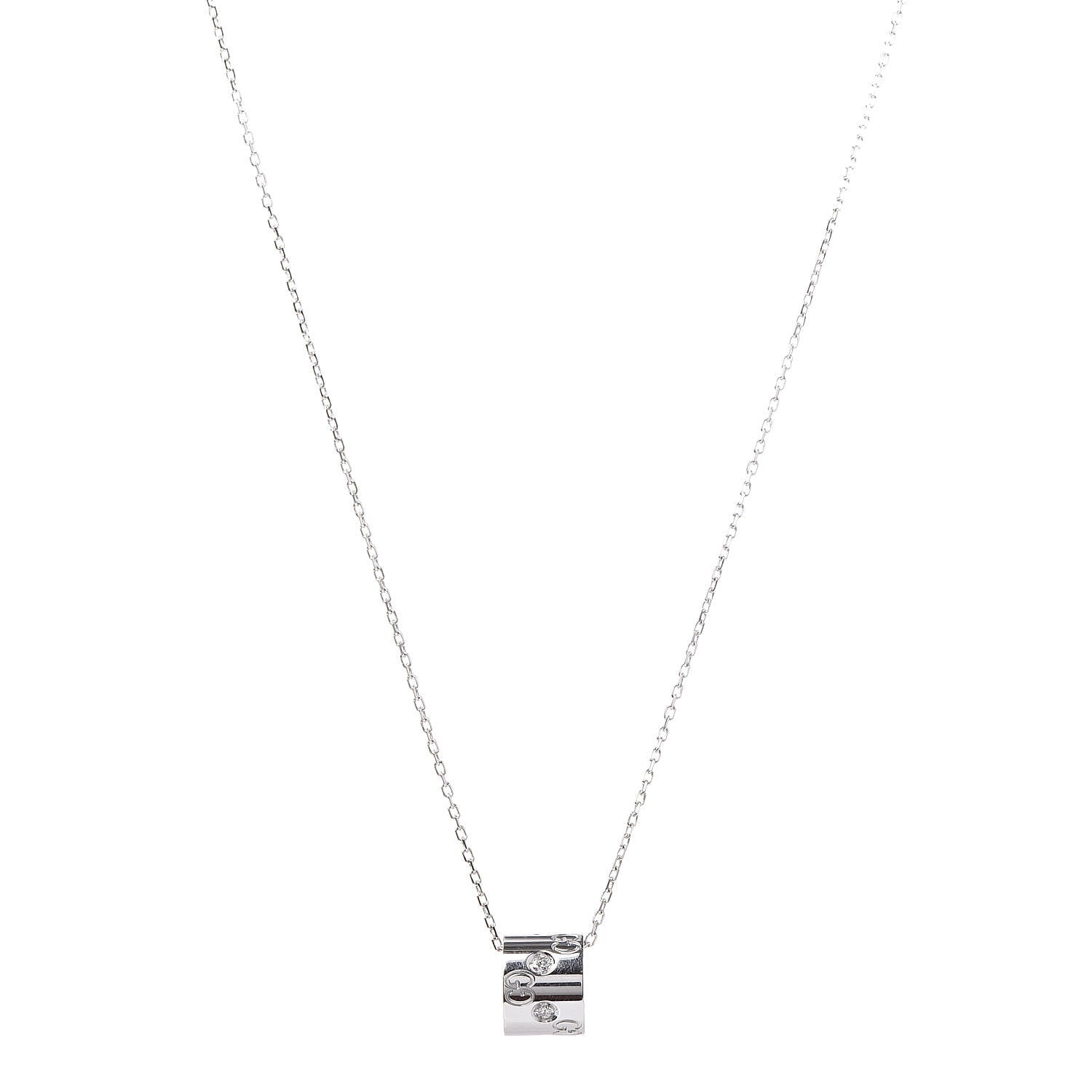 Gucci 18K White Gold Diamond Icon Twirl Pendant Necklace 1 of 11