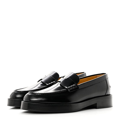 Hermes Glazed Calfskin Womens Hour Loafers 36 Black 3 of 9