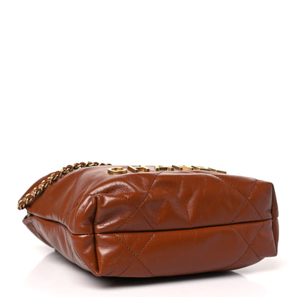 Chanel Shiny Calfskin Quilted Mini Chanel 22 Light Brown 4 of 10