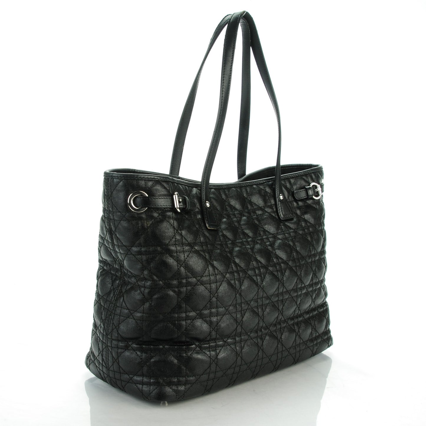 Coated Canvas Cannage Medium Panarea Tote Black