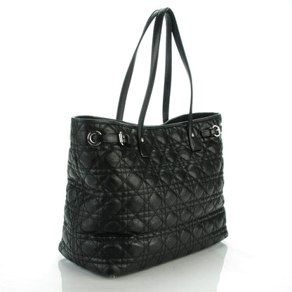 Christian Dior Coated Canvas Cannage Medium Panarea Tote Black 3 of 8