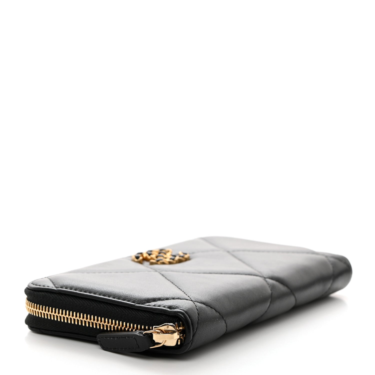 Chanel Lambskin Quilted 19 Long Zipped Around Wallet Black 4 of 9
