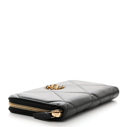 Chanel Lambskin Quilted 19 Long Zipped Around Wallet Black 4 of 9