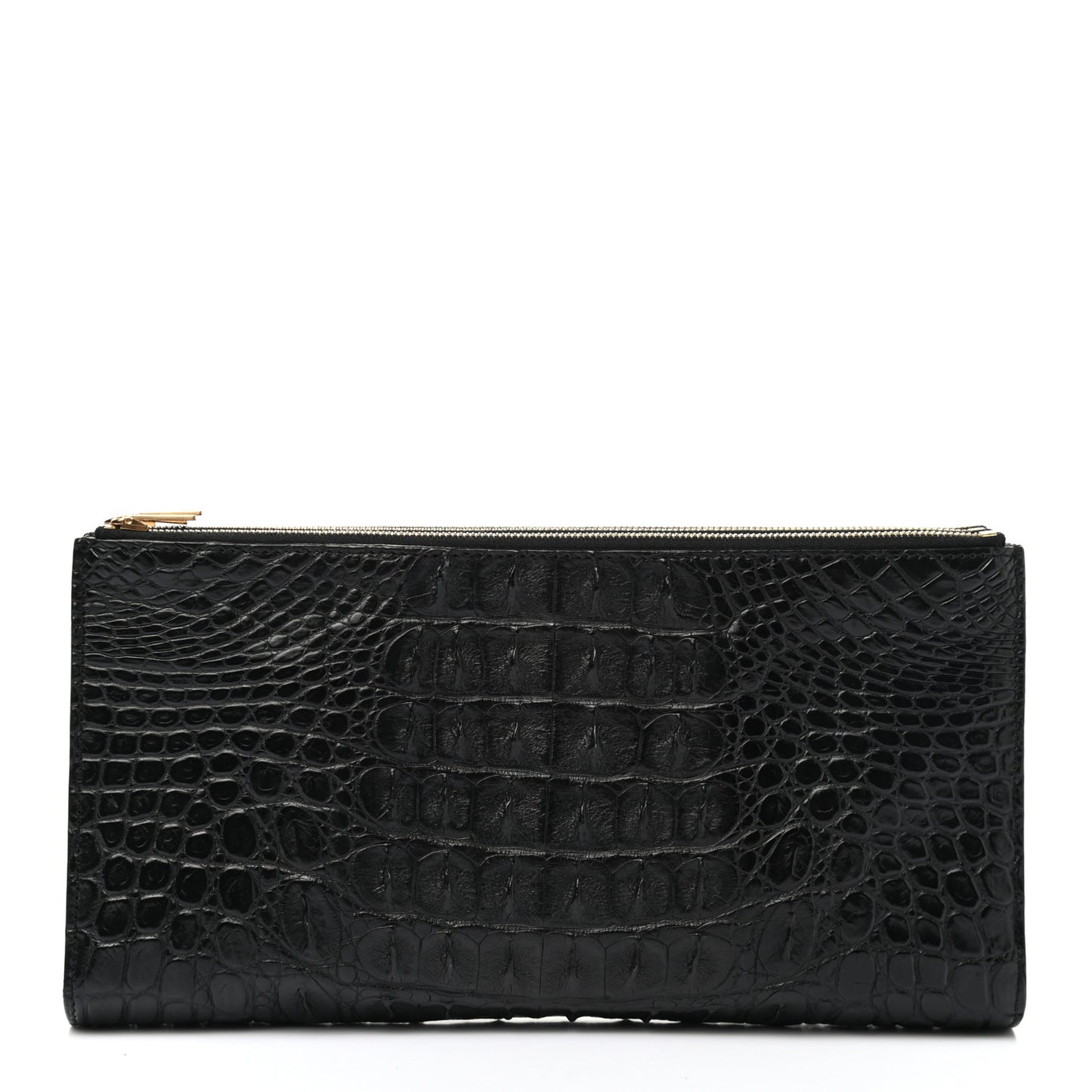 Crocodile Embossed Calfskin Clutch Black