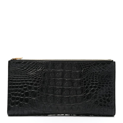 Celine Crocodile Embossed Calfskin Clutch Black 3 of 11