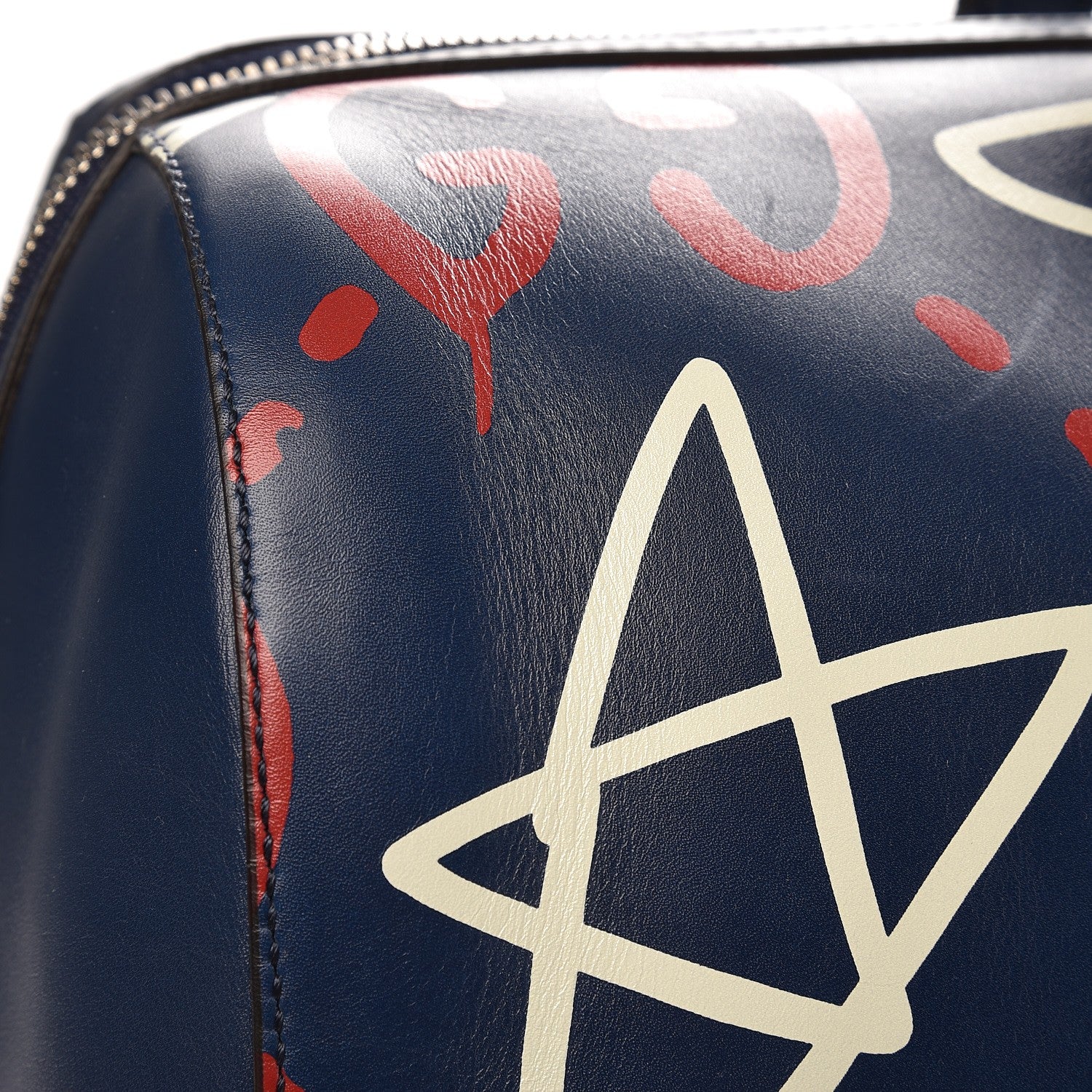 Gucci Calfskin GucciGhost Print Duffle Blue Agata Hibiscus Red 9 of 9