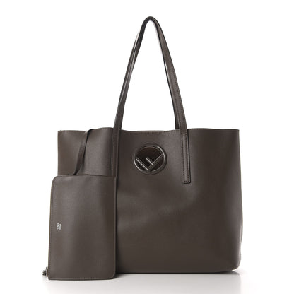 Fendi Vitello Vienna Enamel F is Fendi Shopping Tote Carbone Tobacco 1 of 13