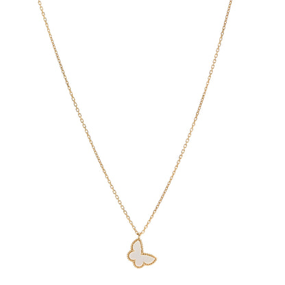 Van Cleef & Arpels 18K Yellow Gold Mother of Pearl Sweet Alhambra Butterfly Pendant Necklace 1 of 6