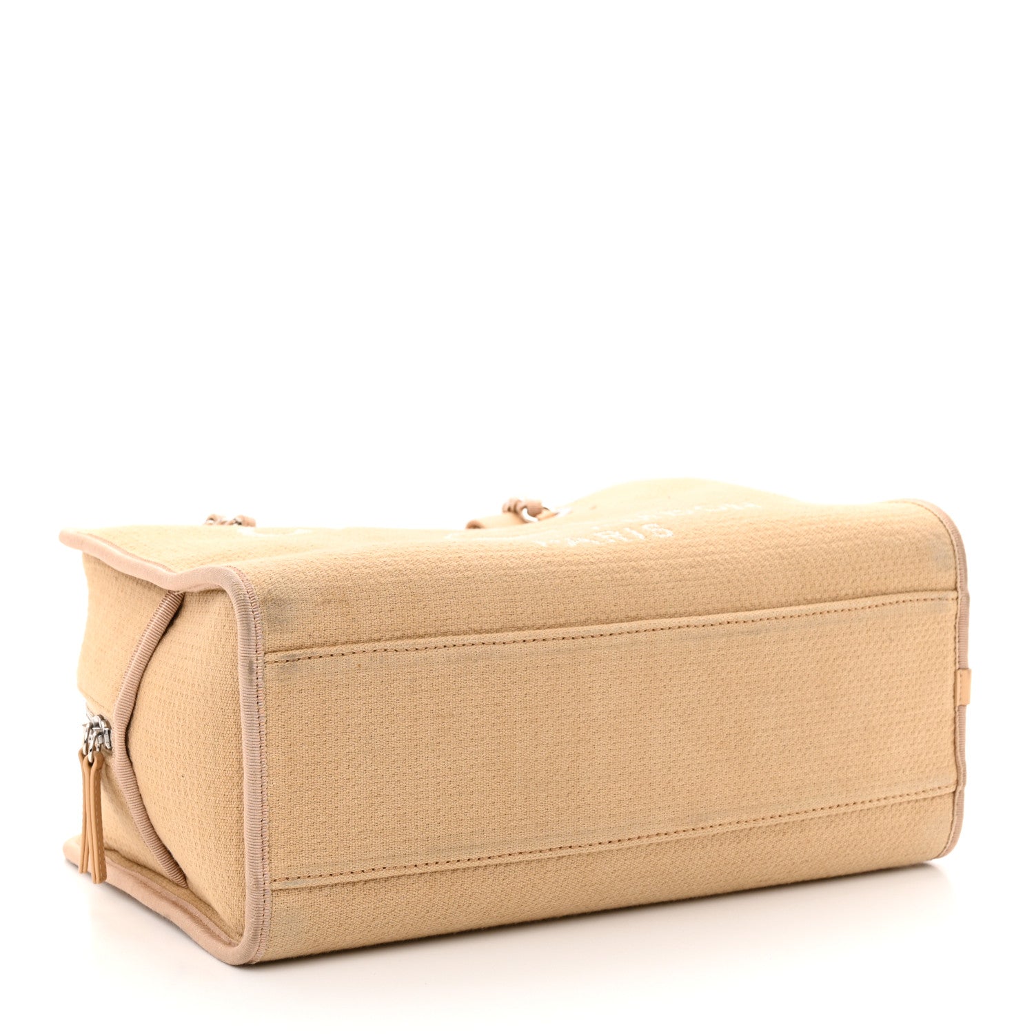 Chanel Canvas Deauville Bowling Bag Beige 4 of 18