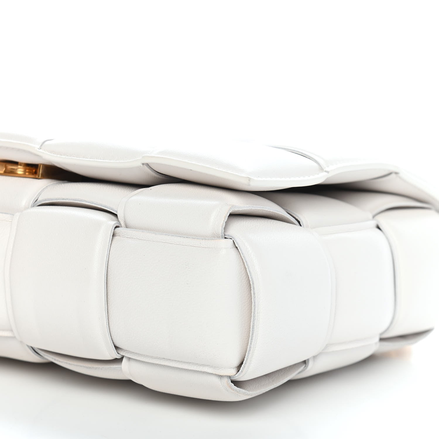 Bottega Veneta Lambskin Maxi Intreccio Padded Chain Cassette Crossbody Bag White 8 of 9
