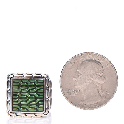 John Hardy Sterling Silver Classic Chain Cufflinks Green 3 of 5