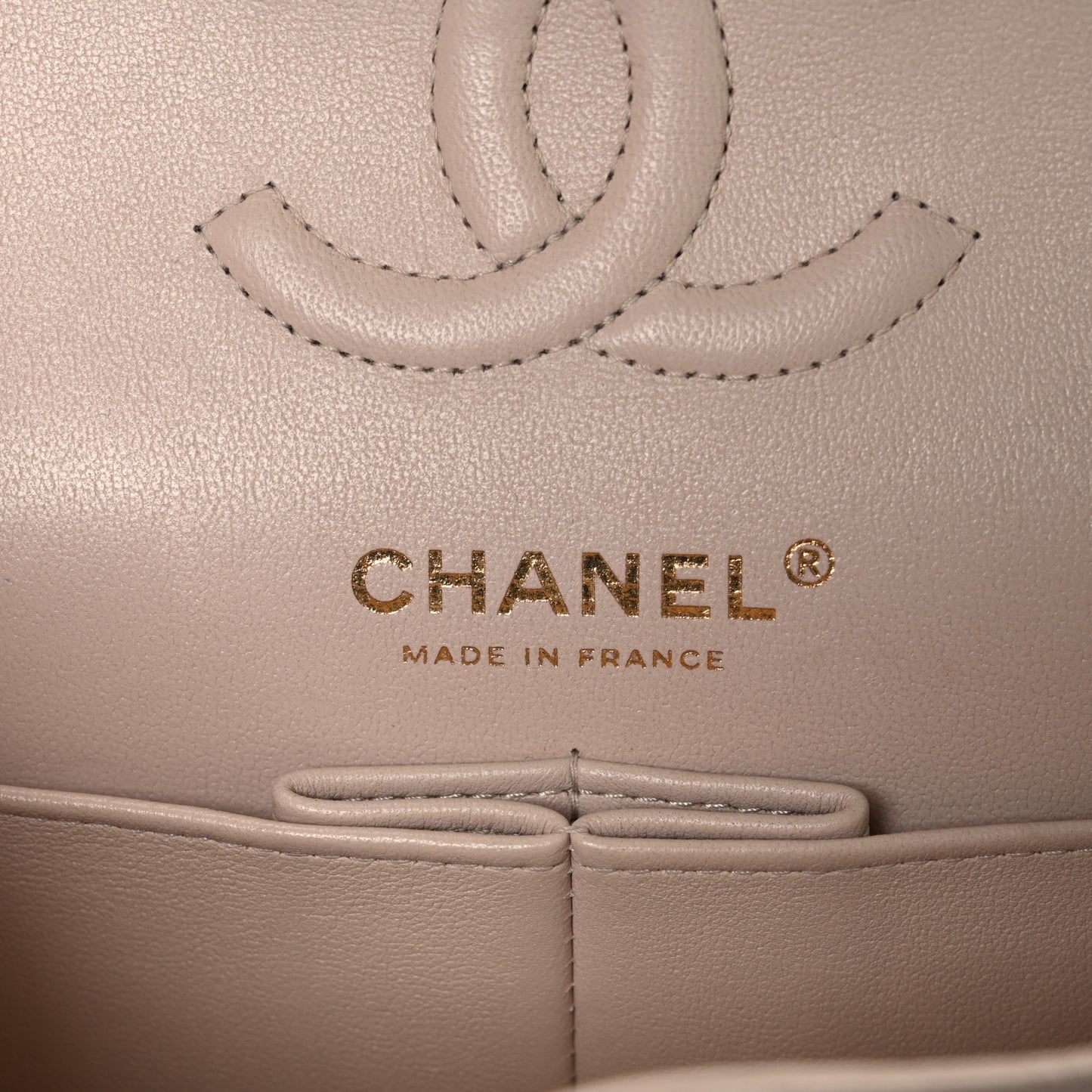 Caviar Quilted Small Double Flap Beige