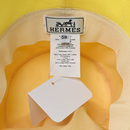 Hermes Toile De Chanvre Cotton Stretch Gaelle Hat Jaune Soleil 8 of 8