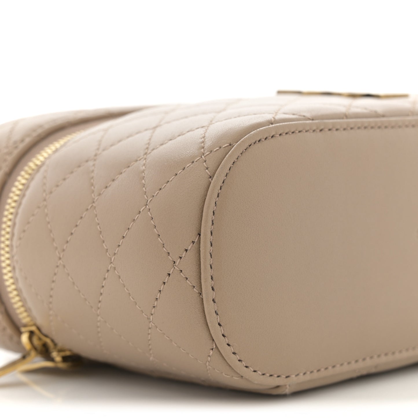 Lambskin Quilted Mini Gaby Vanity Case Dark Toffee