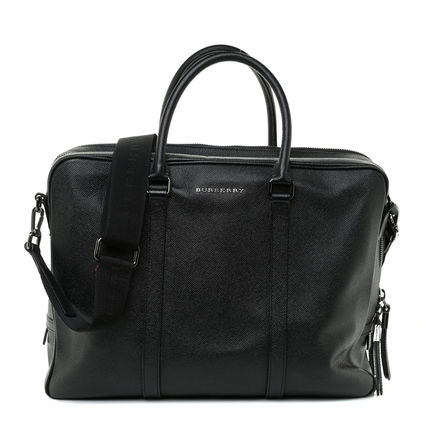 Textured Calfskin Briefcase Black