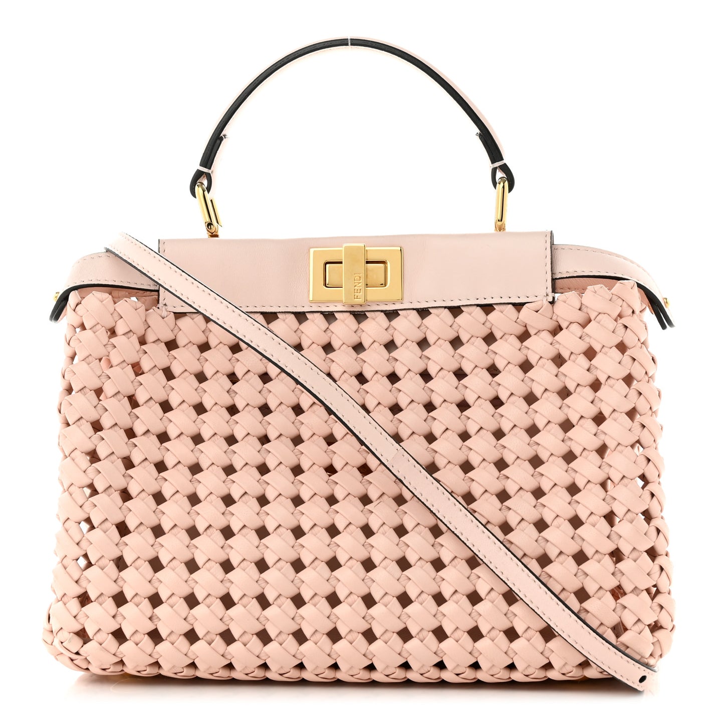 Nappa Woven Mini Peekaboo Iconic Satchel Rosa Confetto