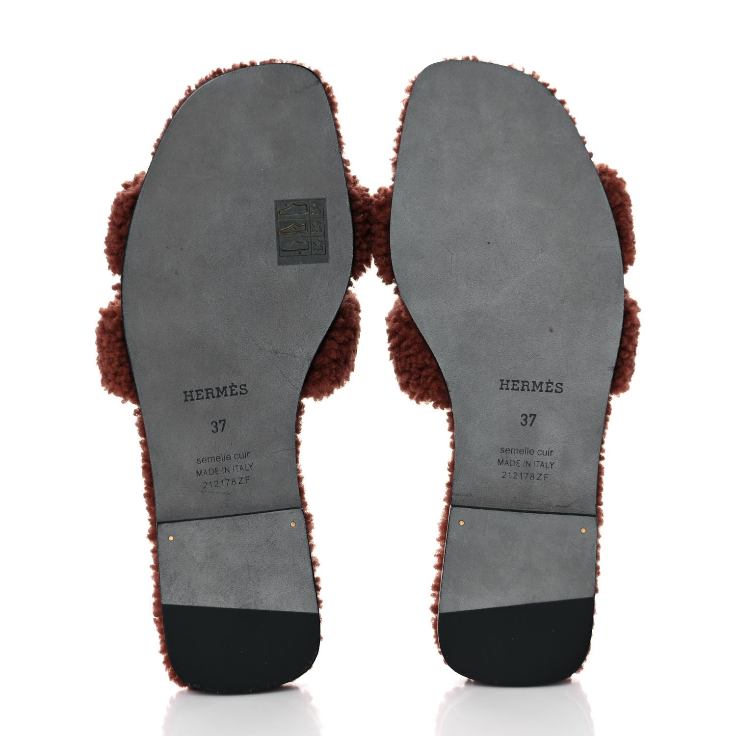 Hermes Woolskin Oran Sandals 37 Cognac 5 of 8