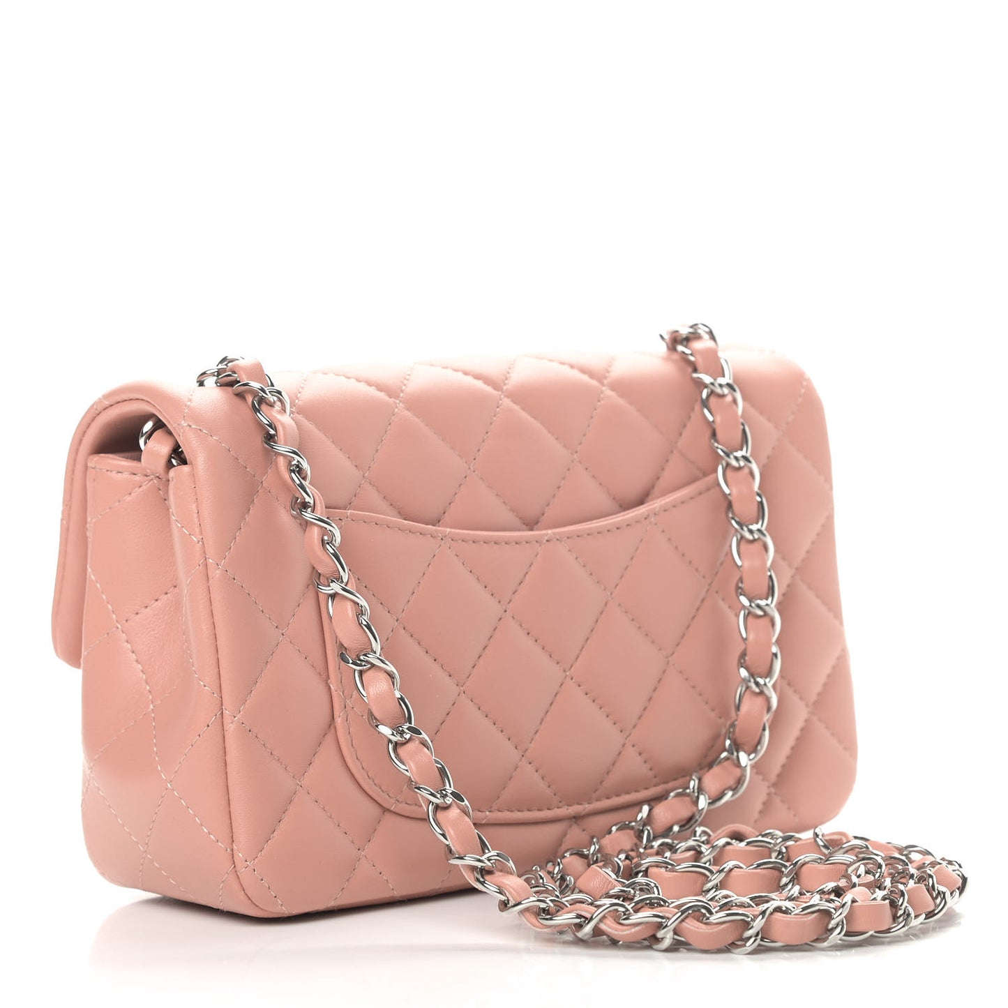Lambskin Quilted Mini Rectangular Flap Dark Pink