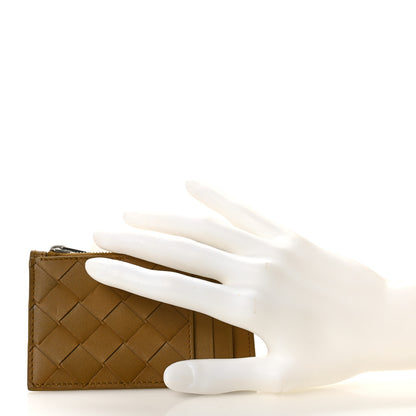 Bottega Veneta Calfskin Intrecciato Zip Card Holder Moutarde 2 of 8