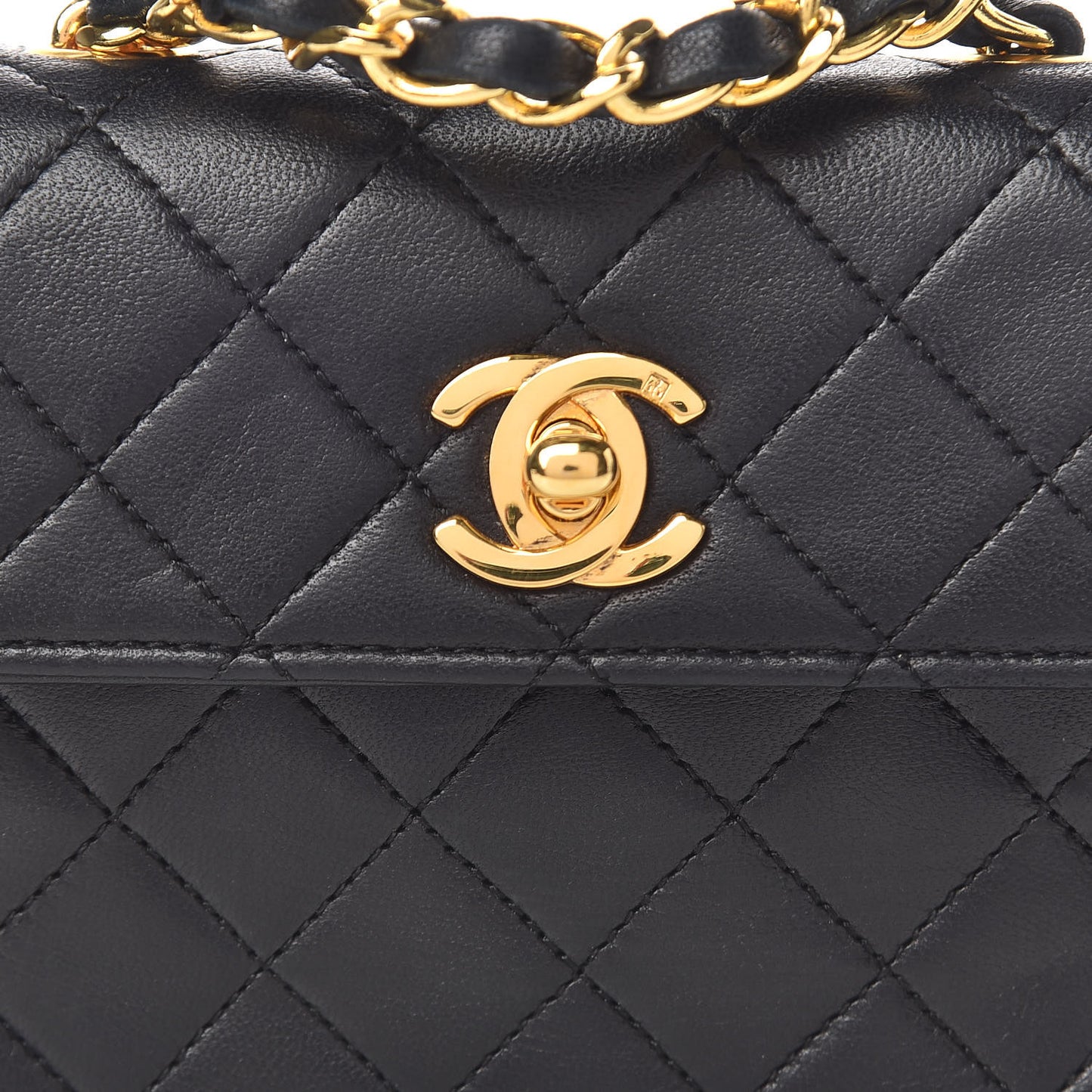 Lambskin Quilted Extra Mini Flap Black