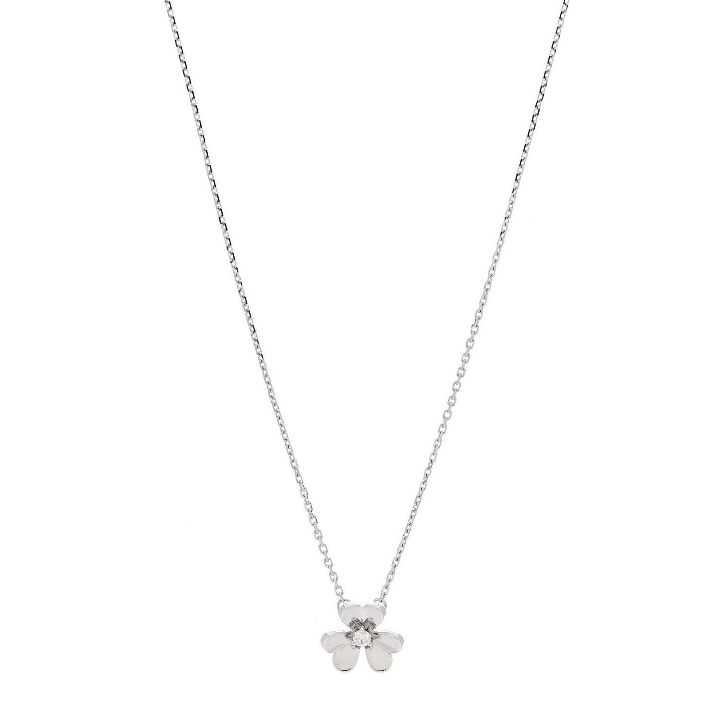 18K White Gold Diamond Mini Frivole Pendant Necklace