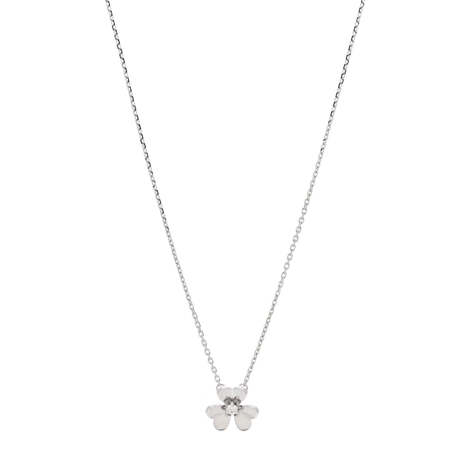 Van Cleef & Arpels 18K White Gold Diamond Mini Frivole Pendant Necklace 1 of 7